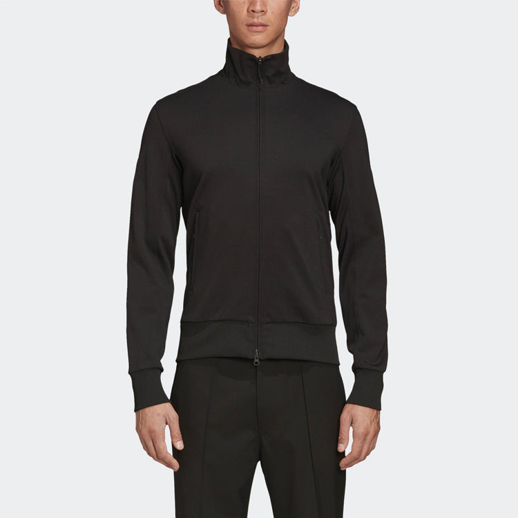 Men's Y-3 Printing Logo Stand Collar Zipper Long Sleeves Jacket Black FN3376