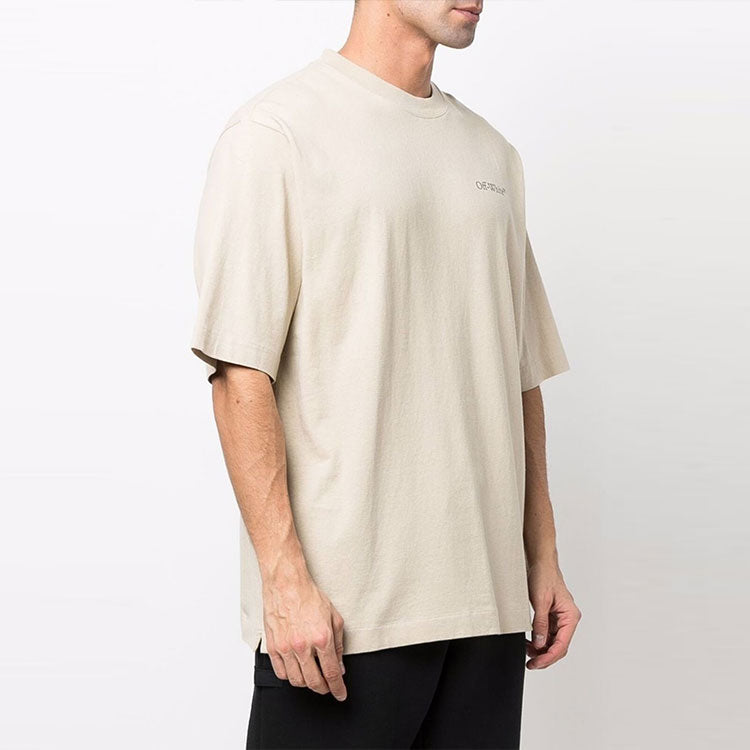 Off-White SS22 Logo Round Neck Pullover Short Sleeve Loose Fit Khaki OMAA119S22JER0041710