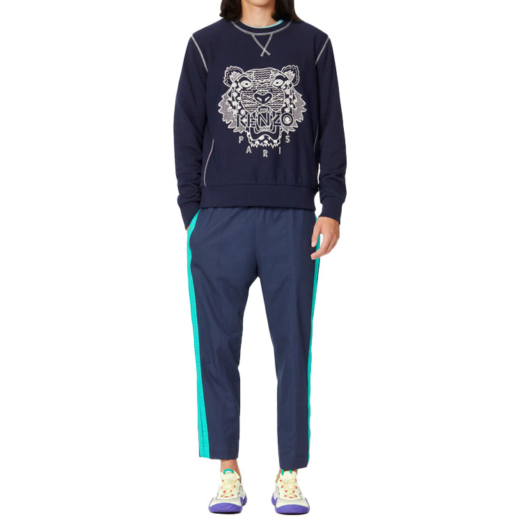 Men's KENZO Alphabet Embroidered Printing Pullover Blue FA5-5SW313-4XK-77