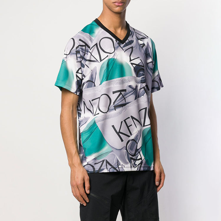 Men's KENZO SS21 Loose Sports Short Sleeve Colorblock F955TS2054CM-95