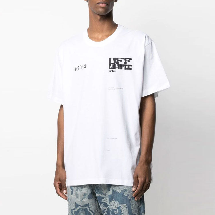 Off-White SS21 Logo Round Neck Short Sleeve Loose Fit White OMAA038S21JER0080110