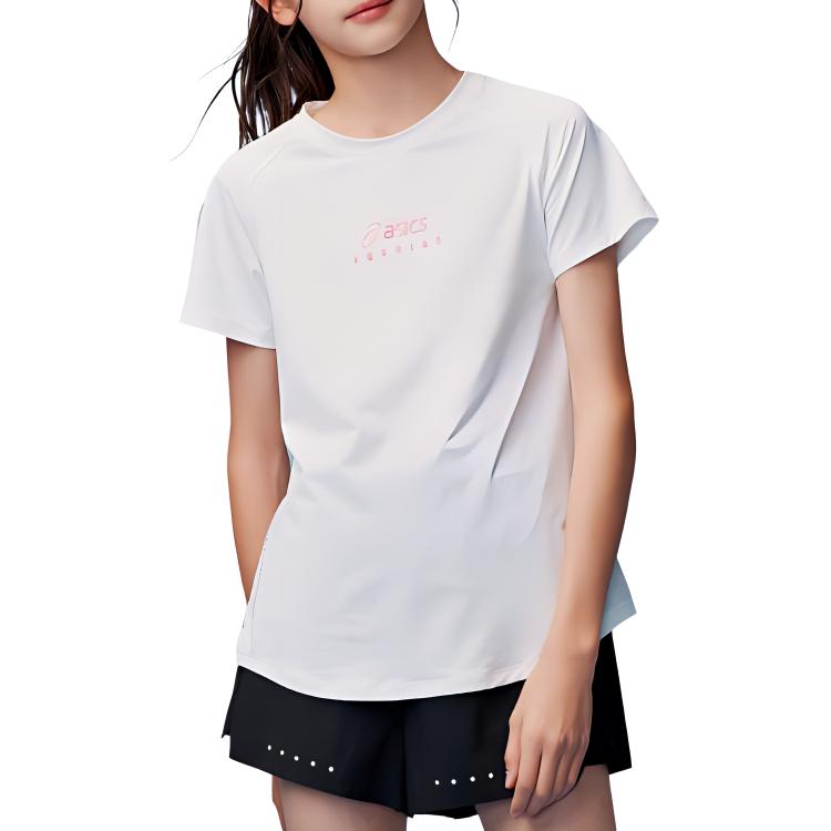 (GS) ASICS Logo T-Shirt 'White Pink Grey' 332241174026-10