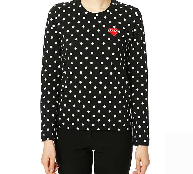 (WMNS) COMME des GARCONS PLAY Polka Dots Long Sleeves Tee 'Black White' AZ-T165-051-1