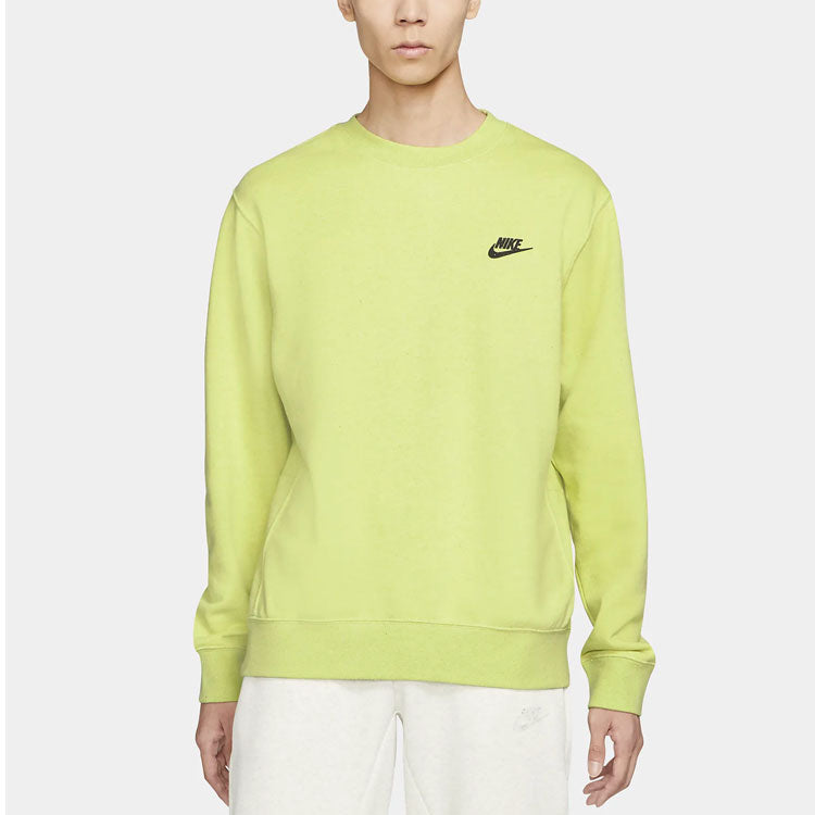 Nike Sportswear Logo Embroidered Sports Round Neck Pullover Green DA0684-352