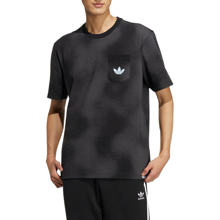 Men's adidas originals Y2K Tee 2 SS22 Gradient Clouds Logo Alphabet Round Neck Sports Short Sleeve Black T-Shirt HM8033