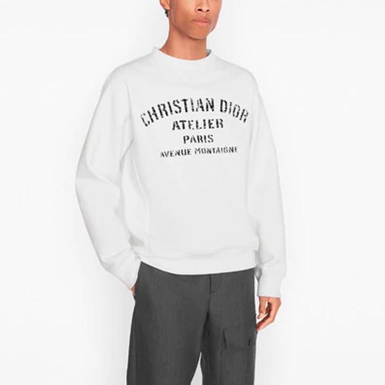 Men's DIOR Alphabet Printing Round Neck Pullover Classic White 043J655A0531-C088