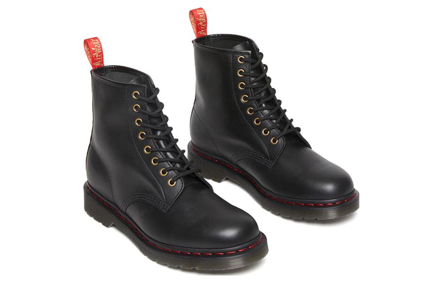 Dr. Martens 1460 Year of the Rabbit Leather Lace Up Boots 'Black Red' 30556004