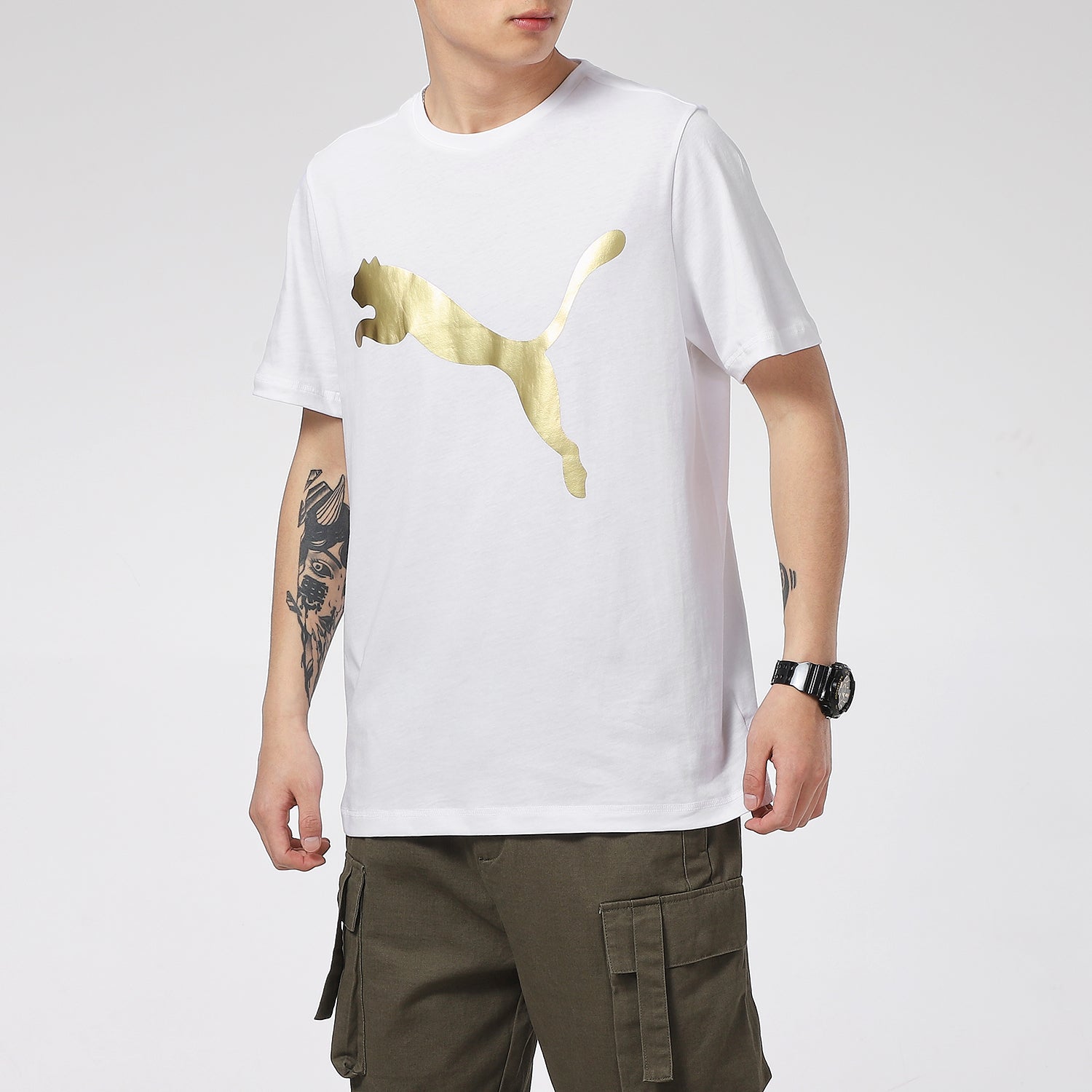 PUMA Classics Logo Metallic Tee 'White' 532787-02
