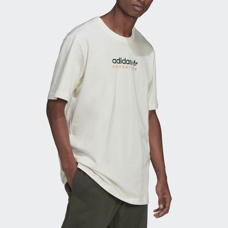 Men's adidas originals Mtn Spr Tee Alphabet Logo Printing Sports Round Neck Short Sleeve White T-Shirt HF4773