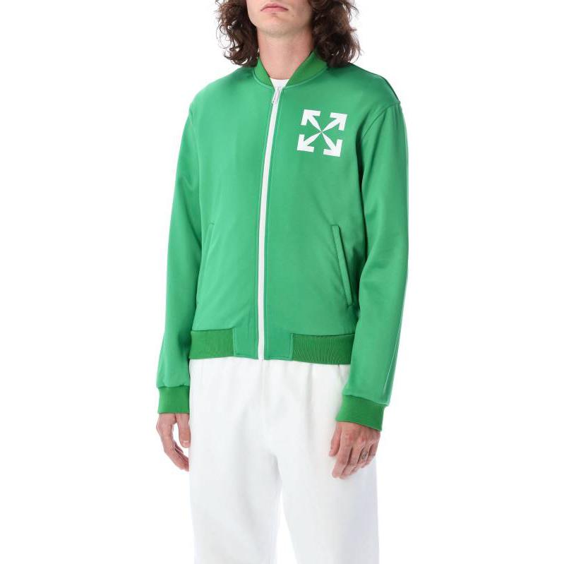 Off-White Printing Pattern Zipper Jacket Green OMBD037S22FAB0025501