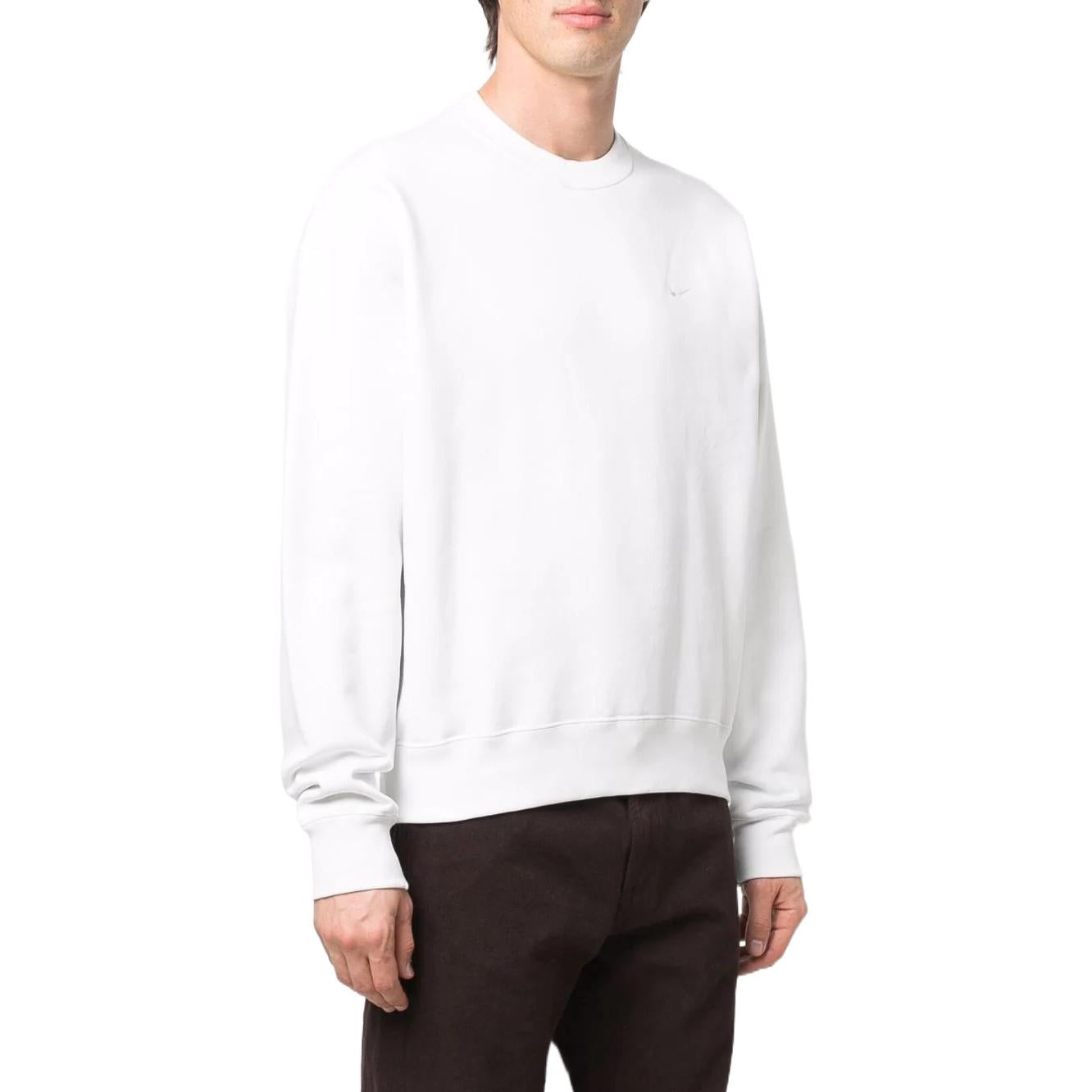 Men's Nike Embroidered Logo Solid Color Round Neck Long Sleeves White CV0554-121