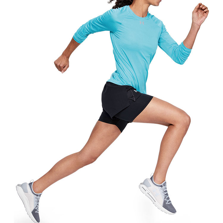 (WMNS) Under Armour Qualifier Speedpocket 2-in-1 Shorts 'Black' 1342859-001