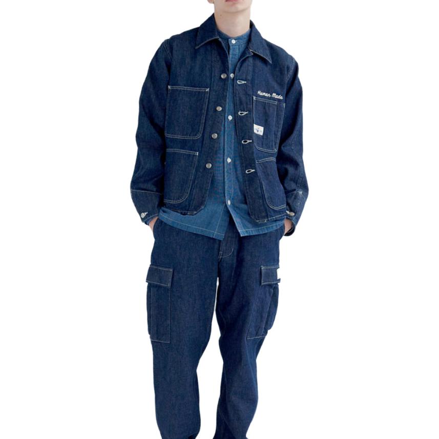 HUMAN MADE Denim Short Coverall Jacket 'Blue' HM26JK007