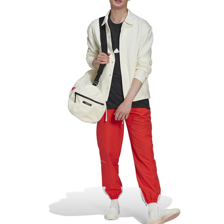 adidas Solid Color Logo Single Breasted Lapel Long Sleeves White Jacket HG2072