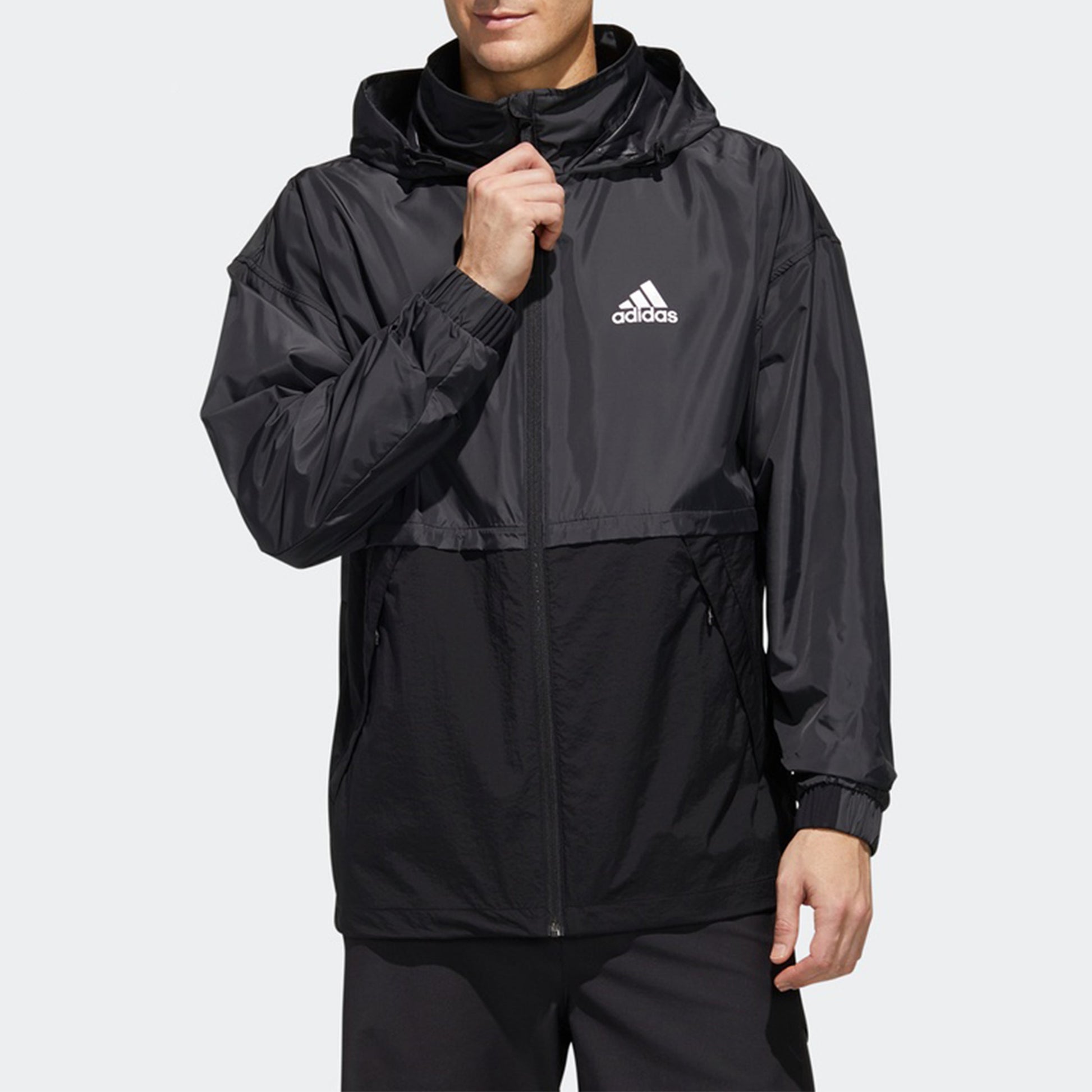 adidas Outdoor Splicing Causual Sports Jacket Male Black FM7516