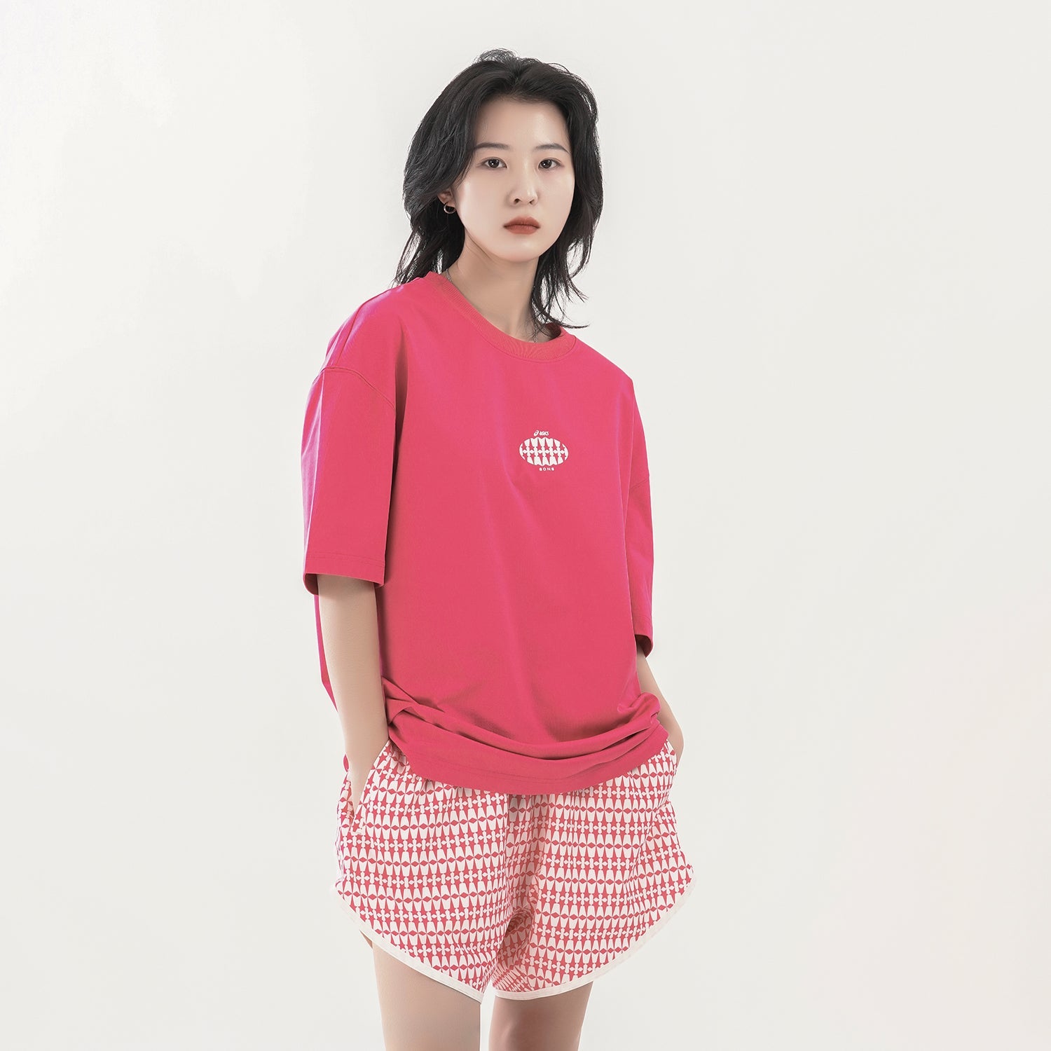 ASICS x 8ON8 Crossover Logo Sports Loose Round Neck Short Sleeve Couple Style Rose Red 2203A122-700