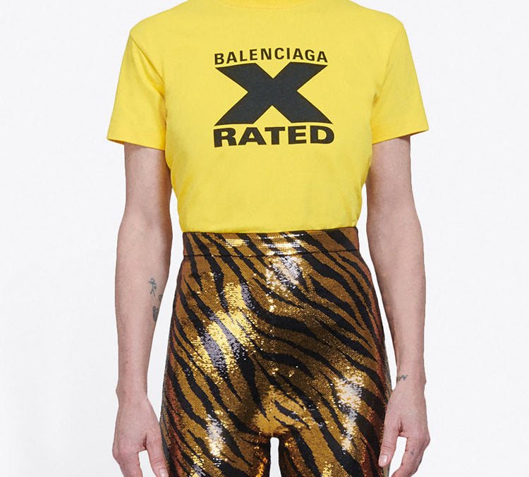 Balenciaga X-Rated Small Slim Fit Short Sleeve Yellow 612964TIVA71802