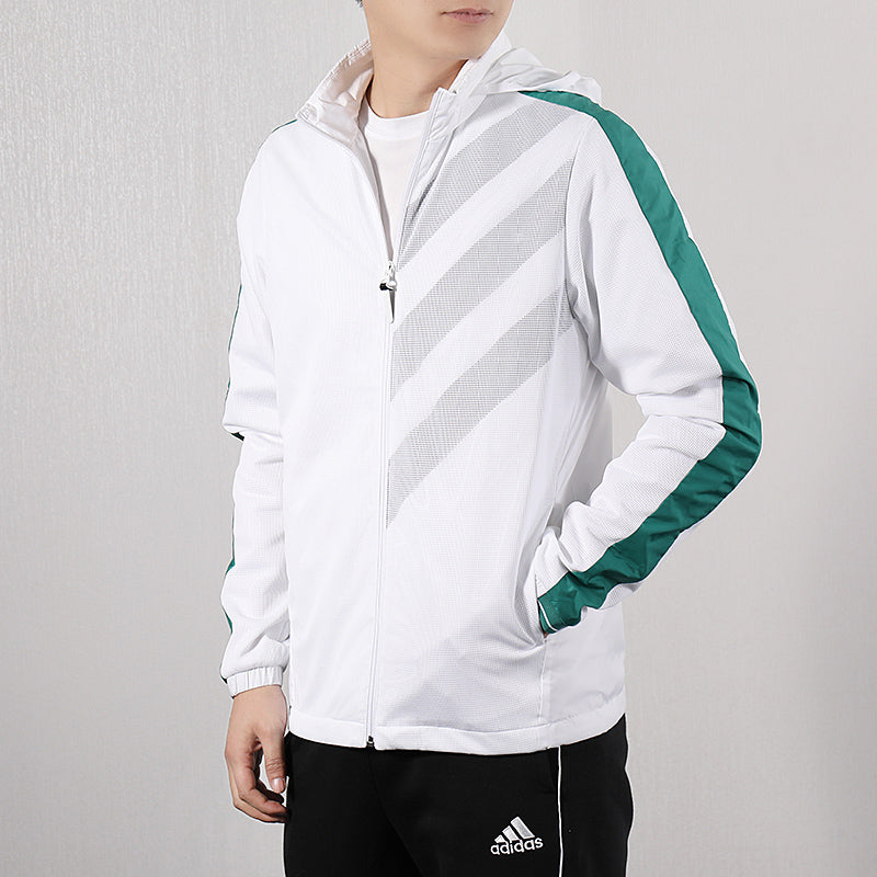 adidas neo Colorblock Breathable Athleisure Casual Sports Stand Collar Jacket White DW8117