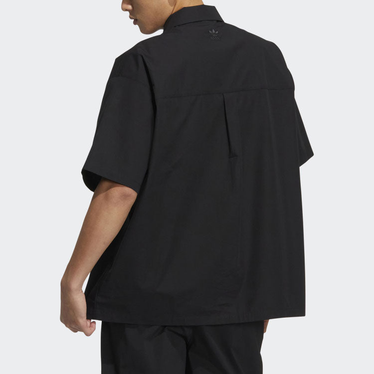 adidas originals Speed Ss Shirt Smiling Face Pattern Embroidered Solid Color Short Sleeve Couple Style Black HU1238