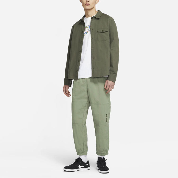 Nike SB Logo Embroidered Skateboard Woven Sports Pants Green CV4333-320