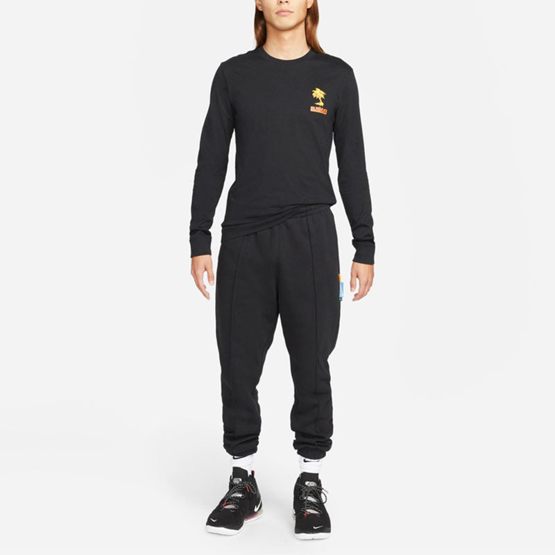 Men's Nike Lebron Sfg Basketball Sports Printing Round Neck Long Sleeves Black T-Shirt DN2906-010