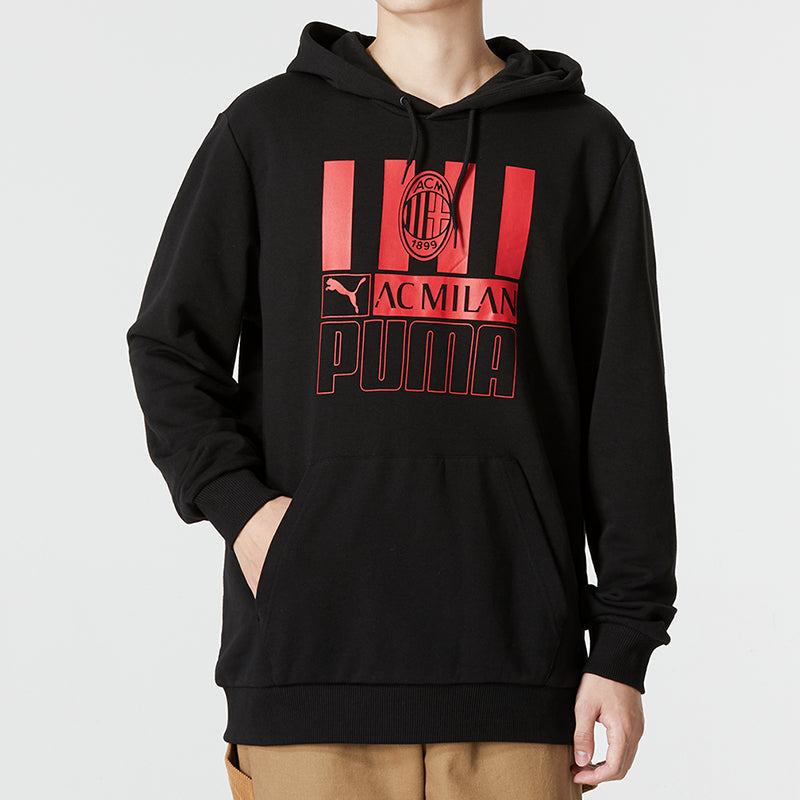 PUMA AC Milan Football Black Pullover Hoodie 'Black' 767599-01