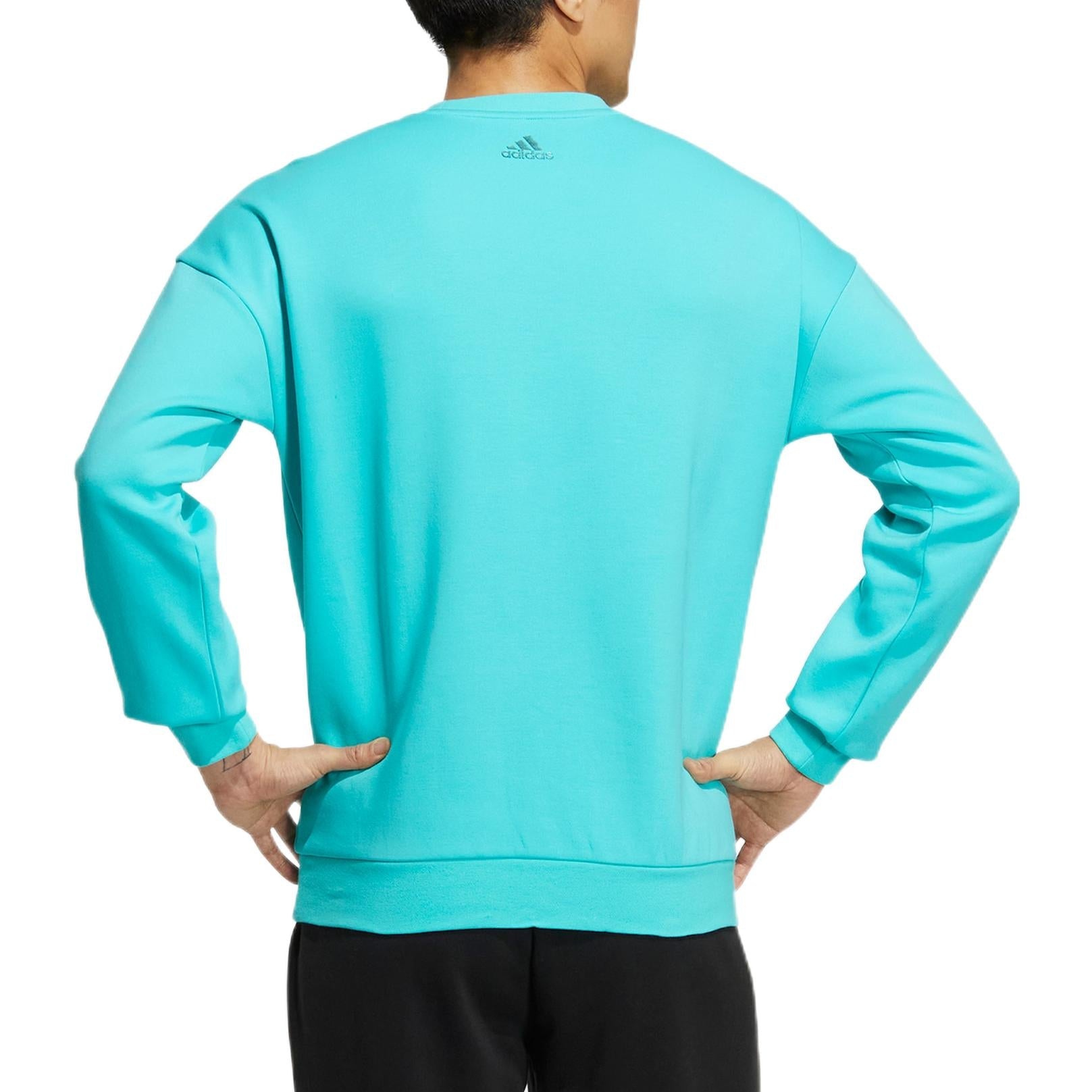 Men's adidas Logo Printing Pattern Pullover Round Neck Long Sleeves Blue HM2983