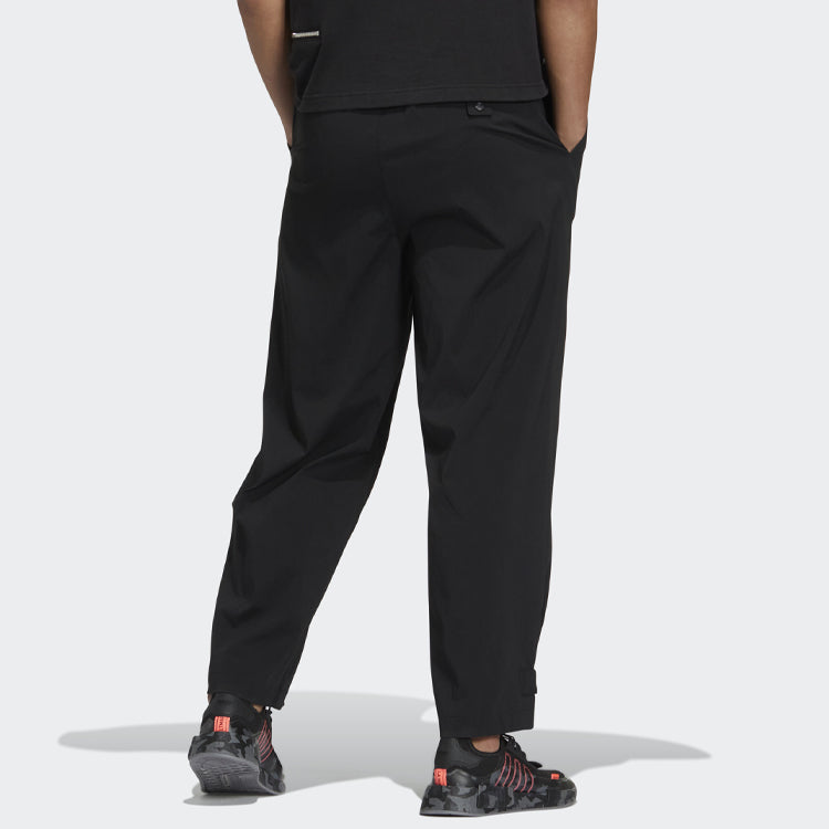 Men's adidas originals Speed Track P Solid Color Zipper Buckle Casual Pants/Trousers Black HU1235