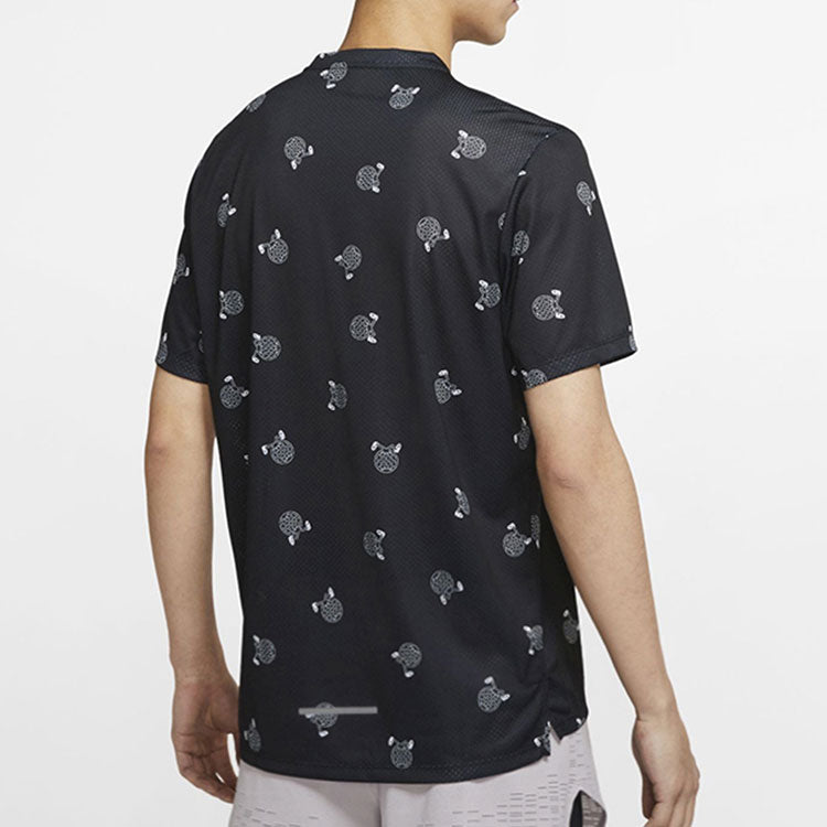 Men's Nike Pattern Logo Printing Round Neck Sports Short Sleeve Black T-Shirt CJ5408-010
