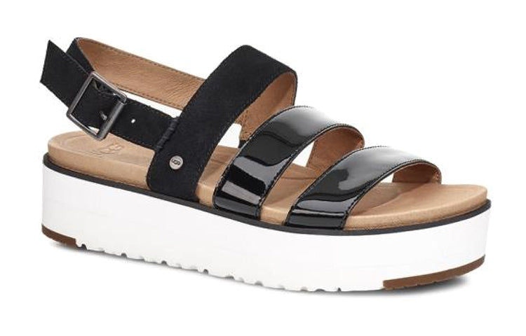 (WMNS) UGG Braelynn Lightweight Thick Sole Sandals Black White 1099808-BLK