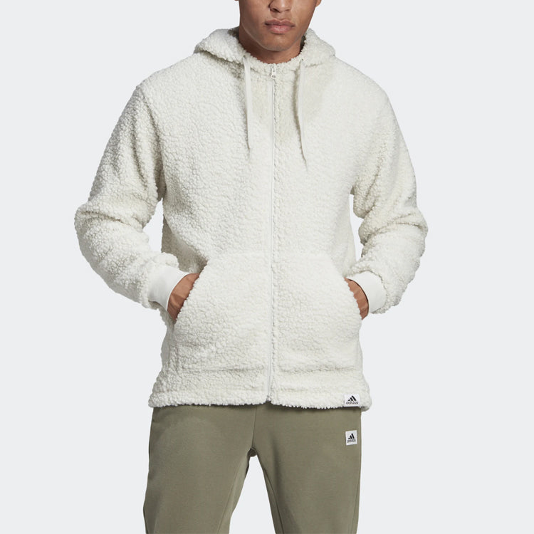 adidas Brilliant Basics polar fleece Stay Warm Solid Color Hooded Jacket Gray GD3834