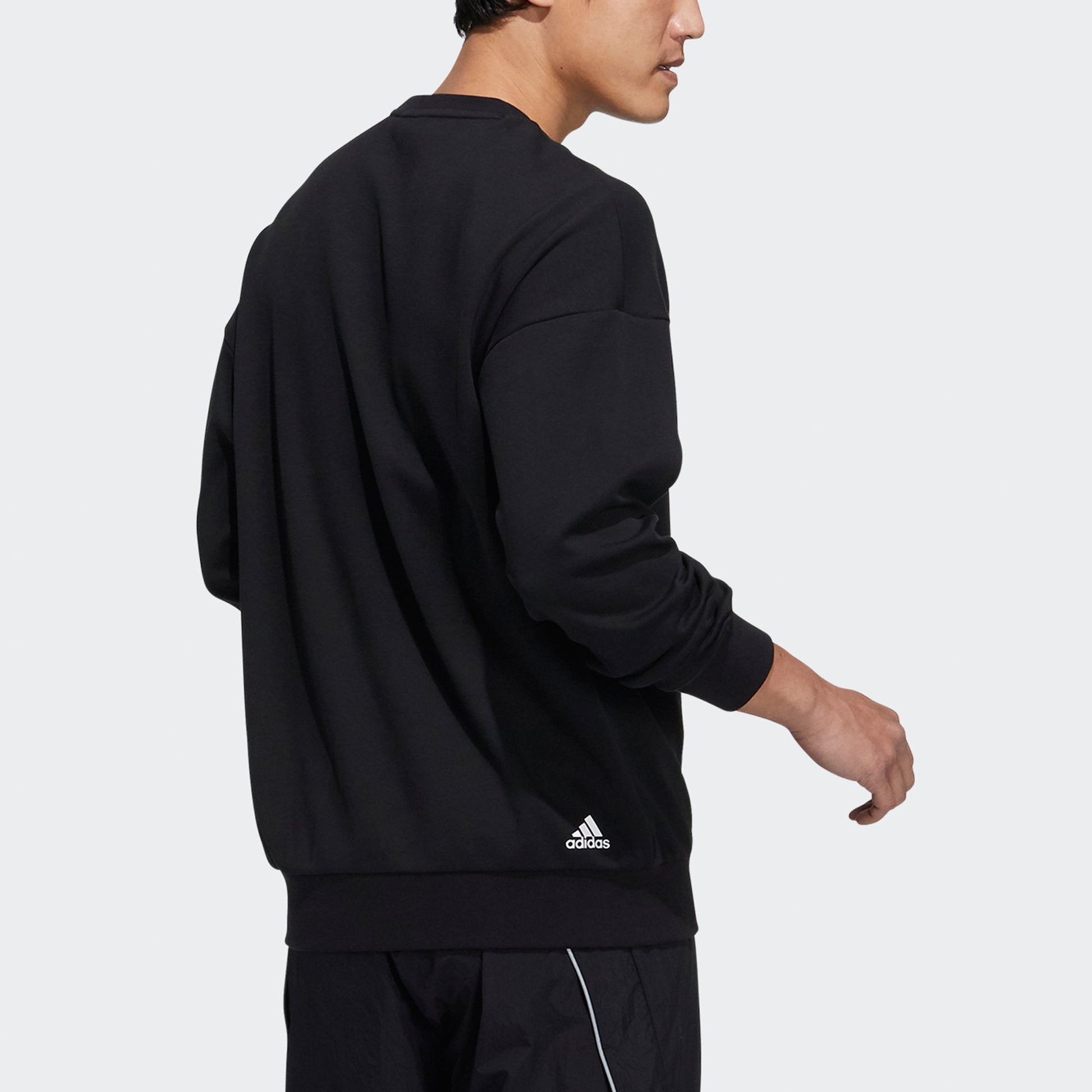 Men's adidas St Logo Sweat Logo Printing Sports Round Neck Pullover Black H39359