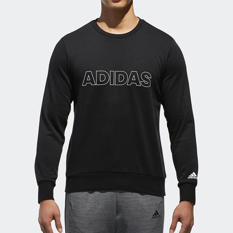 adidas Gfx Crew Hd Red Logo Printing Sports Round Neck Pullover Black CV6269