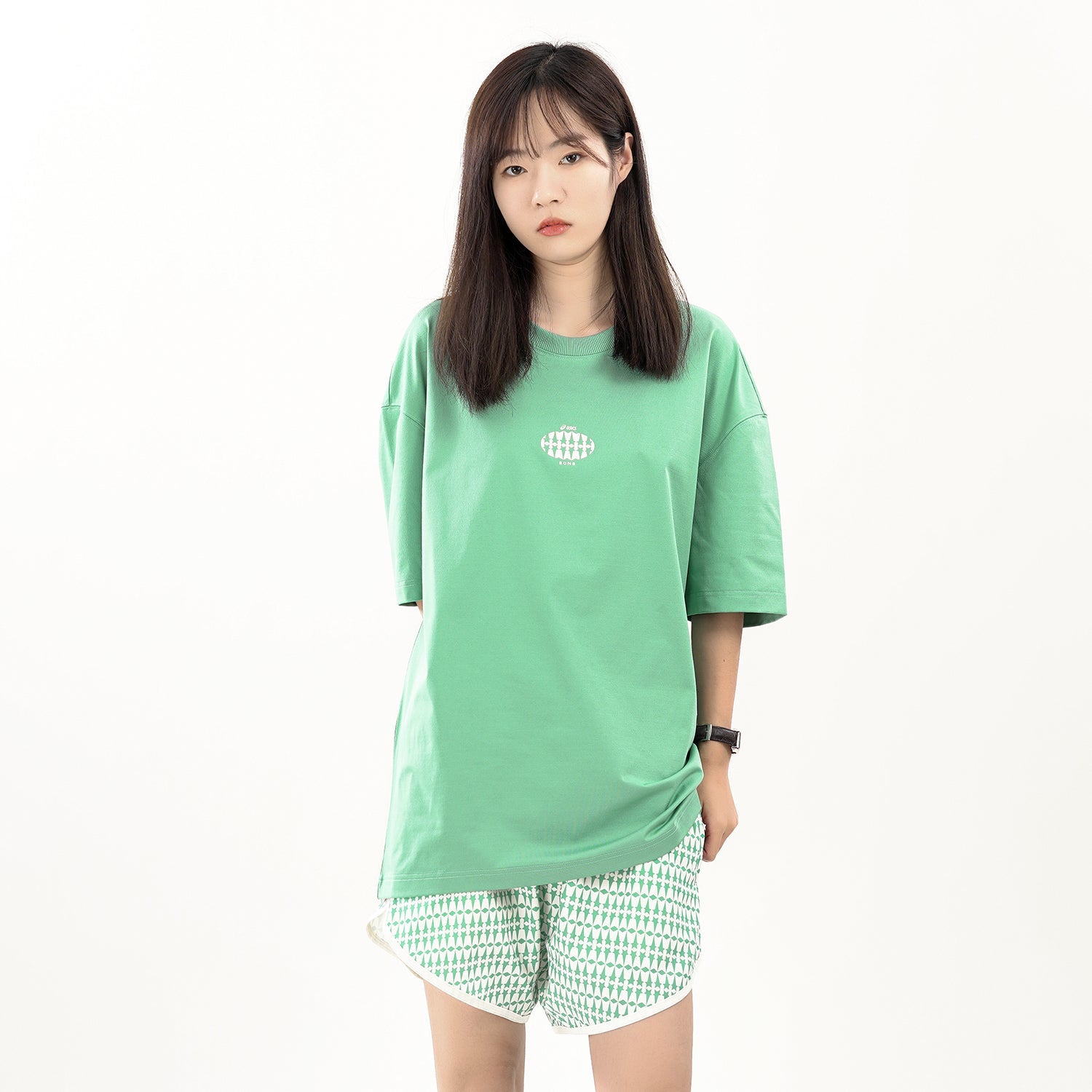 ASICS x 8ON8 Crossover Logo Sports Loose Round Neck Short Sleeve Couple Style Ocean Green 2203A122-300