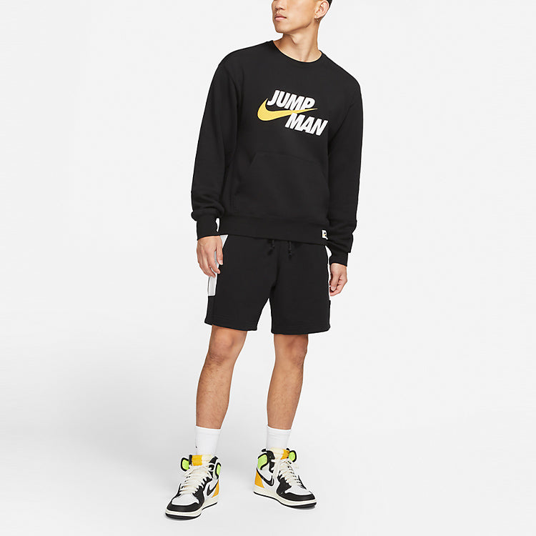 Men's Air Jordan Casual Sports Alphabet Printing Round Neck Pullover Black DA7195-010