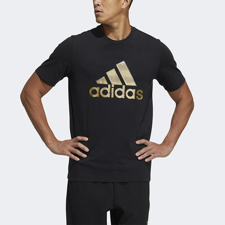 adidas Logo Printing Sports Round Neck Short Sleeve Black GP0969