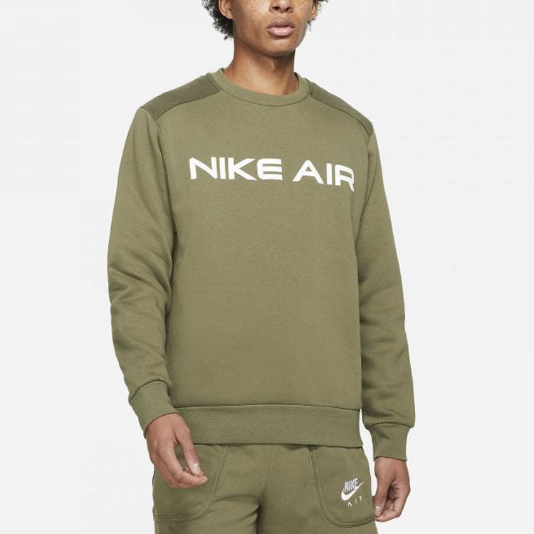 Men's Nike Air Logo Printing Round Neck Pullover Long Sleeves Olive DA0220-222