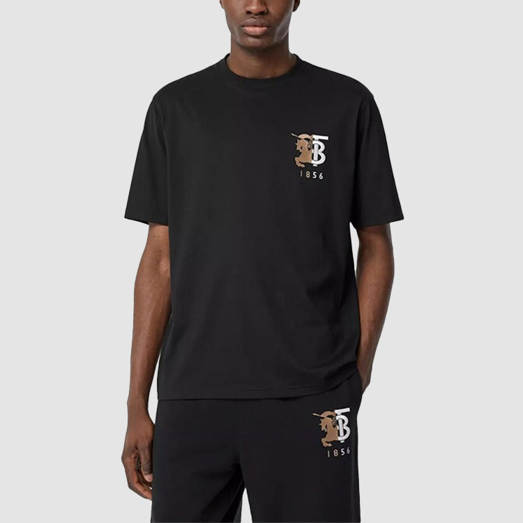 Men's Burberry Logo Pattern Cotton Short Sleeve Black 80237851