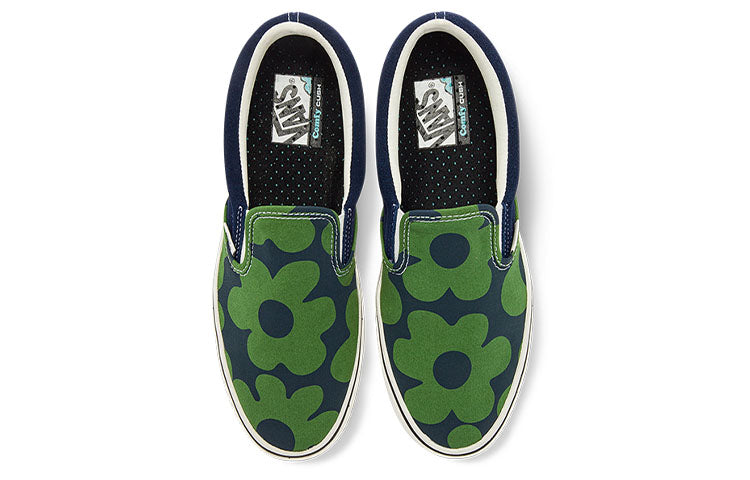 Vans Slip-On Casual Skate Shoes Unisex Green dark blue Flower Printing 'Green Dark Blue' VN0A7TNMB29