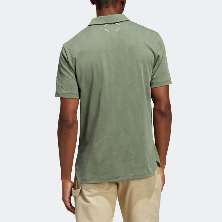 Men's adidas Solid Color Logo Golf Sports Short Sleeve Green Polo Shirt HP1919