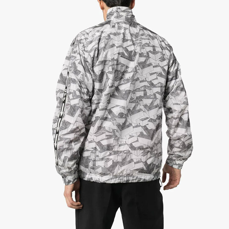 Off-White Pattern Zipper Sports Jacket Loose Fit Gray White OMBD010R20G440019900