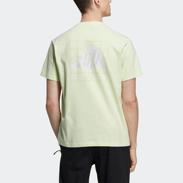 adidas Solid Color Chinese Printing Athleisure Casual Sports Short Sleeve White HI3283