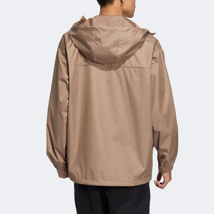 Men's adidas originals Solid Color Zipper Multiple Pockets Long Sleeves Jacket Autumn Brown HS2026