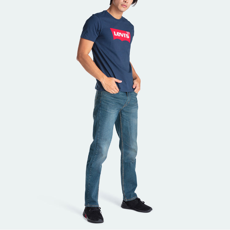 Men's Levis Alphabet Logo Loose Round Neck Short Sleeve Navy Blue 17783-0139