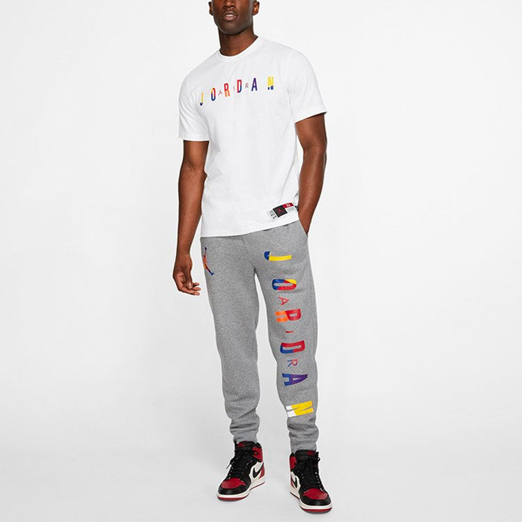 Air Jordan Colorful Round Neck Short Sleeve T-Shirt Men's White AT8943-100