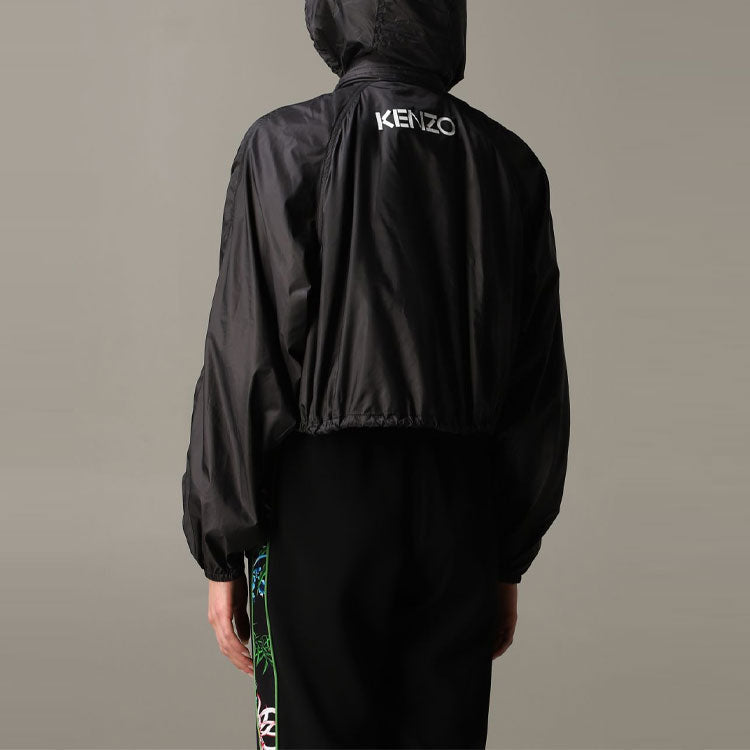 KENZO Logo Alphabet Pattern Solid Color Hooded Jacket Black FA52BL101566