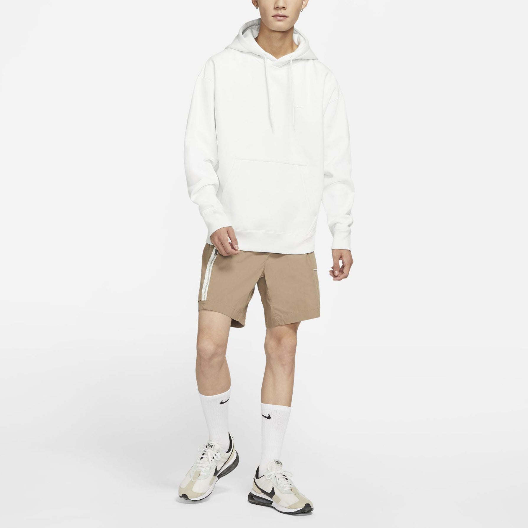 Men's Nike Logo Embroidered Solid Color Fleece Lined Casual White DA0316-121