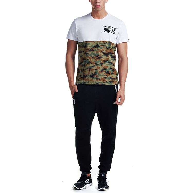 adidas Summer Attack Camouflage Colorblock Sports Round Neck Short Sleeve White AI6065
