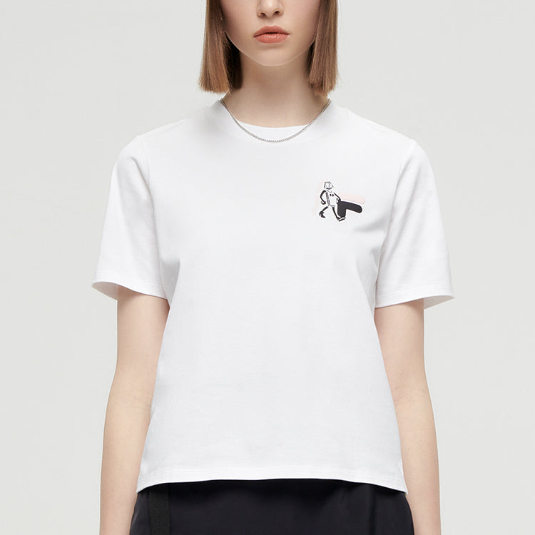 FILA FUSION Funny Printing Loose Sports Knit Short Sleeve White T11W125111F-WT