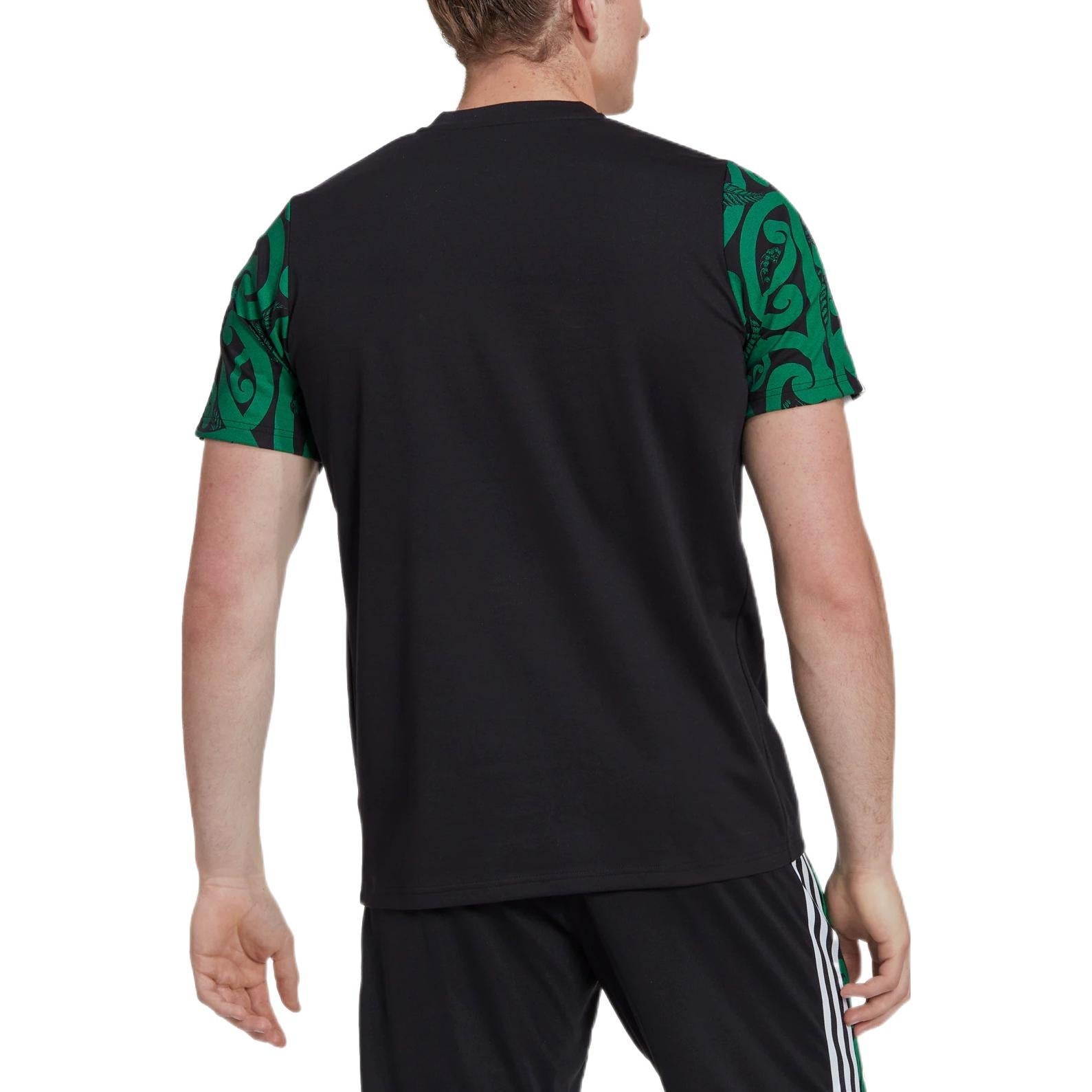 Men's adidas Maori Logo Printing Rugby Sports Short Sleeve Black Polo Shirt HG8335